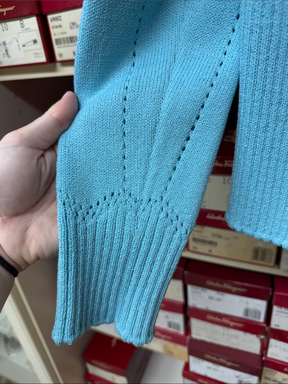 St. John Sport Aqua Blue Knit Pullover and Cardigan Set - Picture 4 of 8